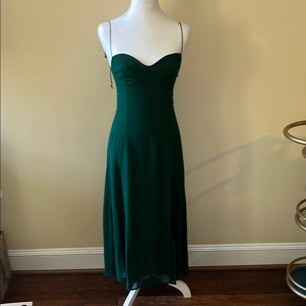 Reformation Green Spaghetti Strap Dress